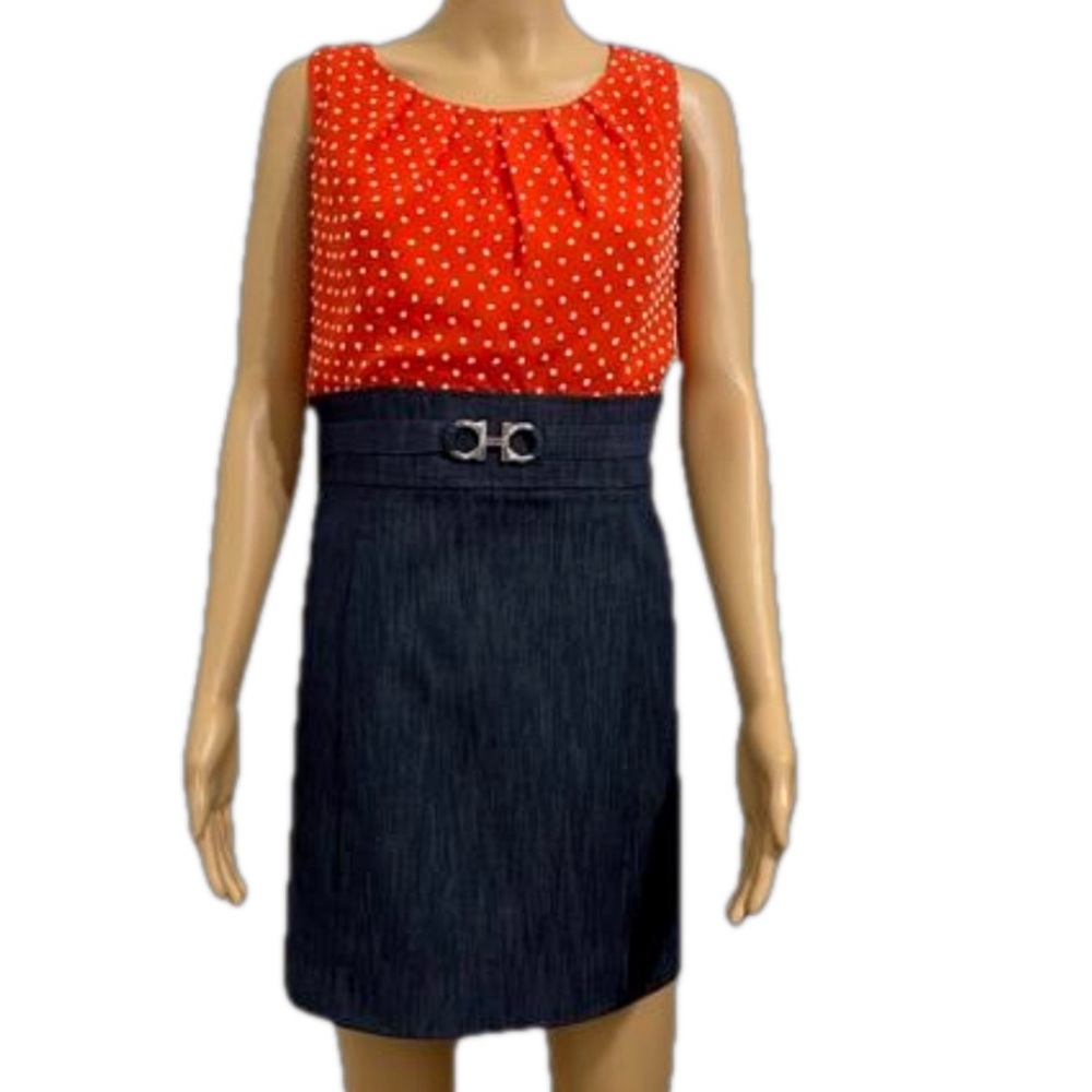 Established 1962 Denim and Orange Mini Dress